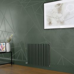 Design Radiator Elektrisch Horizontaal 63,5cm Hoog Groen (Evergreen) | Keuze Afmeting en Opties voor Thermostaat en Kabelafdekking | Revive