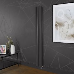 Design Radiator Elektrisch Verticaal - Grijs (Carbon Grey) | Keuze Afmeting en Opties voor Thermostaat, WiFi Verwarmingselement en Kabelafdekking | Revive