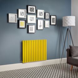 Design Radiator Elektrisch Horizontaal 63,5cm Hoog Geel (Dandelion Yellow) | Keuze Afmeting en Opties voor Thermostaat en Kabelafdekking | Revive
