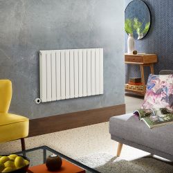Elektrische Design Radiator Horizontaal Wit | 63,5cm Hoog - Keuze Breedte | Keuze WiFi-Thermostaat | Vaste Bedrading of met Stekker | Delta - ECOSO van Hudson Reed