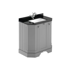 Wastafelmeubel 77cm Klassiek met Zwart Marmeren Blad | Keuze Afwerking Meubel | Keuze Wastafel met 1 of 3 Kraangaten | Old London