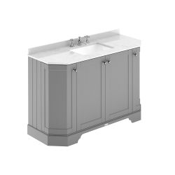 Wastafelmeubel 122cm Klassiek met Wit Marmeren Blad | Keuze Afwerking Meubel | Keuze Wastafel met 1 of 3 Kraangaten | Old London