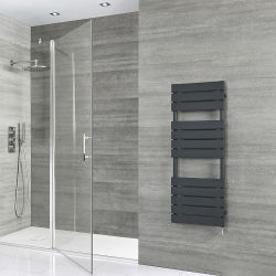 Elektrische Design Handdoekradiator - Antraciet | Keuze Afmeting en Verwarmingselement | Optionele Kabelafdekking | Lustro - ECOSO van Hudson Reed