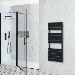 Elektrische Design Handdoekradiator - Zwart | Keuze Afmeting en Verwarmingselement | Optionele Kabelafdekking | Lustro - ECOSO van Hudson Reed