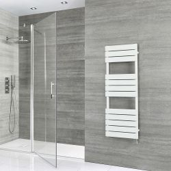 Elektrische Design Handdoekradiator - Wit | Keuze Afmeting en Verwarmingselement | Optionele Kabelafdekking | Lustro - ECOSO van Hudson Reed