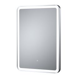 Spiegel met Zilveren Lijst 50cm x 70cm - Spiegelvewarming en LED Omgevingslicht 21W