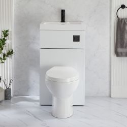Toilet en Fontein Combinatie Modern Incl. WC-ombouw en Verbogen Reservoir 50cm x  89cm | Keuze Afwerking Ombouw en Spoelknop | Cluo