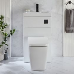 Milton Toilet en Fontein Combinatie Modern Incl. WC-ombouw en Verbogen Reservoir 50cm x  89cm | Keuze Afwerking Ombouw en Spoelknop | Cluo