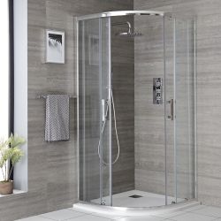 Douchecabine Kwadrant 90cm Gepolijst Aluminium Profiel | Keuze Afwerking Douchebak | Portland
