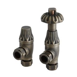 Radiatorkraan Thermostatisch met Voetventiel (Retourafsluiter) - Antiek Brons