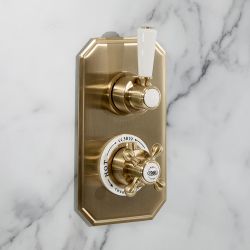 Hudson Reed Elizabeth - Douchekraan Inbouw Thermostatisch 2-Weg Klassiek met Omstel - Satijn Goud