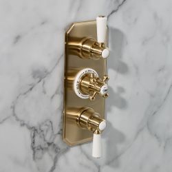 Hudson Reed Elizabeth - Douchekraan Inbouw Thermostatisch 3-Weg Klassiek met Omstel - Satijn Goud