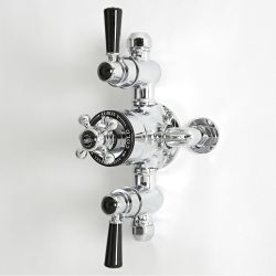 Douchekraan Thermostatisch Opbouw 2-Weg Klassiek Chroom en Zwart | Elizabeth