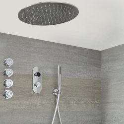 3-weg Digitale Thermostaatkraan + d. 40cm Verzonken PlafondDouchekop  + Handdouchecombi & Zijdouches | Narus