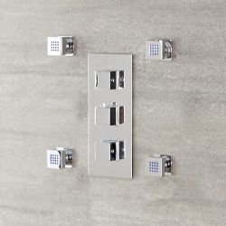 4 x Vierkante Verchroomde Massief Messing Zijdouches | Kubix