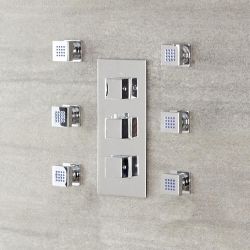 6 x Vierkante Verchroomde Massief Messing Zijdouches | Kubix