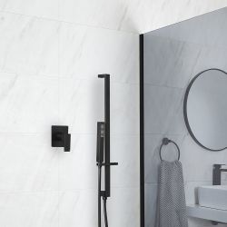 Douchesysteem Zwart met 1-Weg Douchekraan en Handdouche met Glijstang | Preto