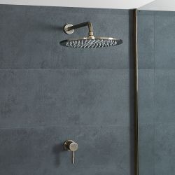 Doucheset met Douchekraan en 30cm Ronde Douchekop Geborsteld Messing | Clarus