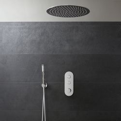 Doucheset - 2-Weg Chromen Thermostatische Drukknop Douchekraan en Inbouw Plafond Douchekop | Keuze Handdouche | Idro