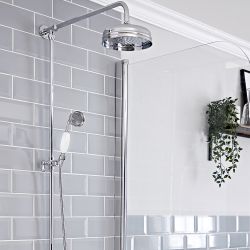 Douchekolom Klassiek Douchekop 19cm Rond Handdouche Chroom en Wit | Elizabeth