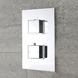 Thermostaatkraan Inbouw 2-Uitgangen met Waterval Badvuller en Handdouche Chroom | Kubix