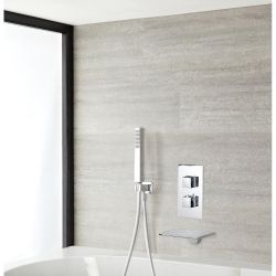 Thermostaatkraan Inbouw 2-Uitgangen met Waterval Badvuller en Handdouche Chroom | Kubix