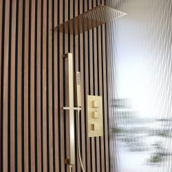 Douchekraan Thermostatisch 2-Weg met Douchekop, Handdouche en Glijstang - Satijn Goud | Lyra