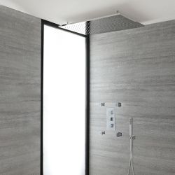 Doucheset - 3-Weg Thermostatische Douchekraan met Omstel, Douchekop, Handdouche, Vier Zijdouches Chroom | Kubix