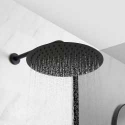 Douchekraan Thermostatisch Inbouw 3-Weg met Omstel, Douchekop, Handdouche met Glijstang en Overloop-Badvuller Zwart | Nox