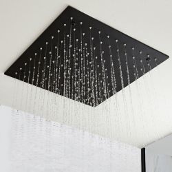 Doucheset - 3-Weg Thermostatische Douchekraan met Omstel, Plafond Douchekop, Handdouche met Glijstang, Zijdouches Zwart | Nox