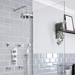Hudson Reed Elizabeth - Douchekraan Thermostatisch Inbouw 3-Weg Klassiek met Omstel - Chroom en Wit