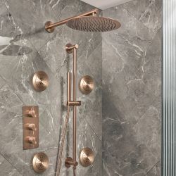 Douchekraan Thermostatisch 3-Weg met Muurgemonteerde Douchekop, Handdouche met Glijstang en Zijdouches Modern | Keuze Afwerking | Otto