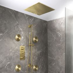 Douchekraan Thermostatisch 3-Weg met Inbouw Plafond Douchekop, Handdouche met Glijstang en Zijdouches Modern | Keuze Afwerking | Otto