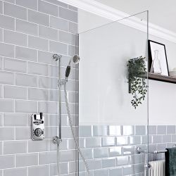 Doucheset Klassiek Inbouw 1-Weg Thermostatisch Glijstanguitrusting Chroom en Zwart | Elizabeth