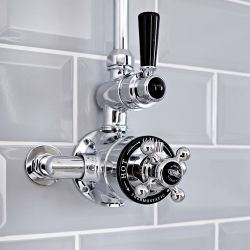 Douchekraan Thermostatisch Opbouw 1-Weg Klassiek Chroom en Zwart | Elizabeth