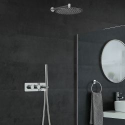 Doucheset - 2-Weg Thermostatische Douchekraan, Muurbevestigde Douchekop en Handdouche - Chroom | Como