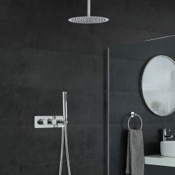 2-weg Inbouw Thermostaatkraan d. 30cm Plafond Douchekop en Handdoucheset | Como