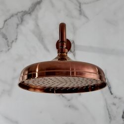 Douchekop 30cm Rond met Muurbevestigde Douchearm - Klassiek, Satijn Koper | Elizabeth