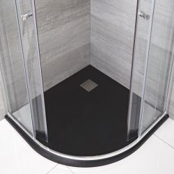 Douchebak Kwadrant Steeneffect 90cm | Antraciete Afwerking | Rockwell
