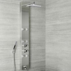 Roestvrij staal Douche Panel Toren regen, Waterval Massage Jet Spray Mixer- Zwart E