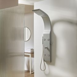 Douchepaneel 3-Weg Modern met Douchekop, Handdouche en Zijdouches - Mat Zilver | Alston