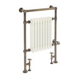 Handdoekradiator Dual Fuel / Hybride Klassiek 62cm x 93cm - Donker Geborsteld Messing | Keuze Wifi-Thermostaat en Kabelafdekking | Elizabeth