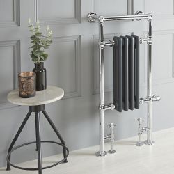 Handdoekradiator Dual Fuel / Hybride Klassiek Antraciet/Chroom 45cm x 93cm Optionele Wifi Thermostaat en Kabelafdekking | Elizabeth