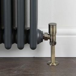 Radiatorkranen Haaks Modern Donker Geborsteld Messing.