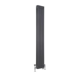 Kolomradiator Verticaal Dual Fuel / Hybride Klassiek Antraciet 29cm  x 180cm Keuze Radiatorkranen en Wi-Fi Thermostaat | Windsor