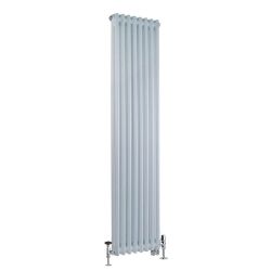Kolomradiator Verticaal Dual Fuel / Hybride Klassiek Wit 38cm  x 150cm Keuze Radiatorkranen en Wi-Fi Thermostaat | Windsor