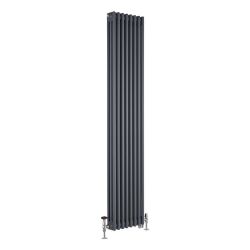 Kolomradiator Verticaal Dual Fuel / Hybride Klassiek Antraciet 38 x 180cm Keuze Radiatorkranen en Wi-Fi Thermostaat | Windsor