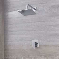 Douchekop 30cm Vierkant met Douchemengkraan Inbouw Chroom | Harting