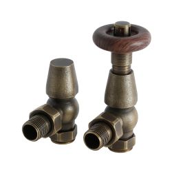 Radiatorkraan Thermostatisch Haaks met Voetventiel (Retourafsluiter) - Klassiek - Messing | Windsor