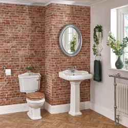 Duoblok Toilet en Wastafel met Zuil Klassiek | Keuze uit 1, 2 of 3 Kraangaten | Windsor